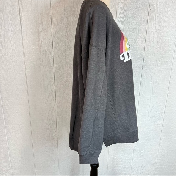NEW Wildfox Easy Does It Statement Sweatshirt Gray and Rainbow XL - Picture 3 of 11
